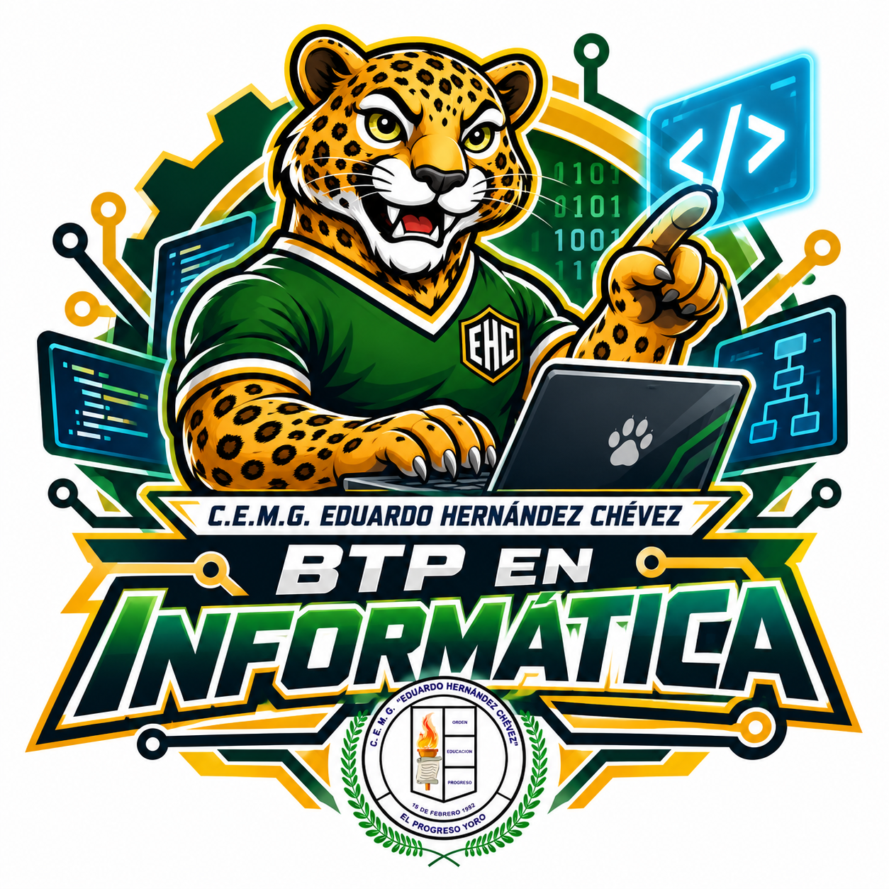 emblema de informática con jaguar balam